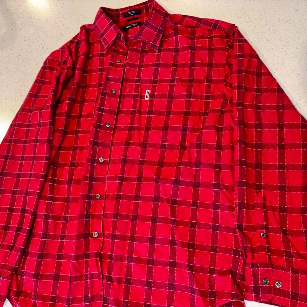 Nautica Men's Red Cotton XL Long Sleeve Shirt